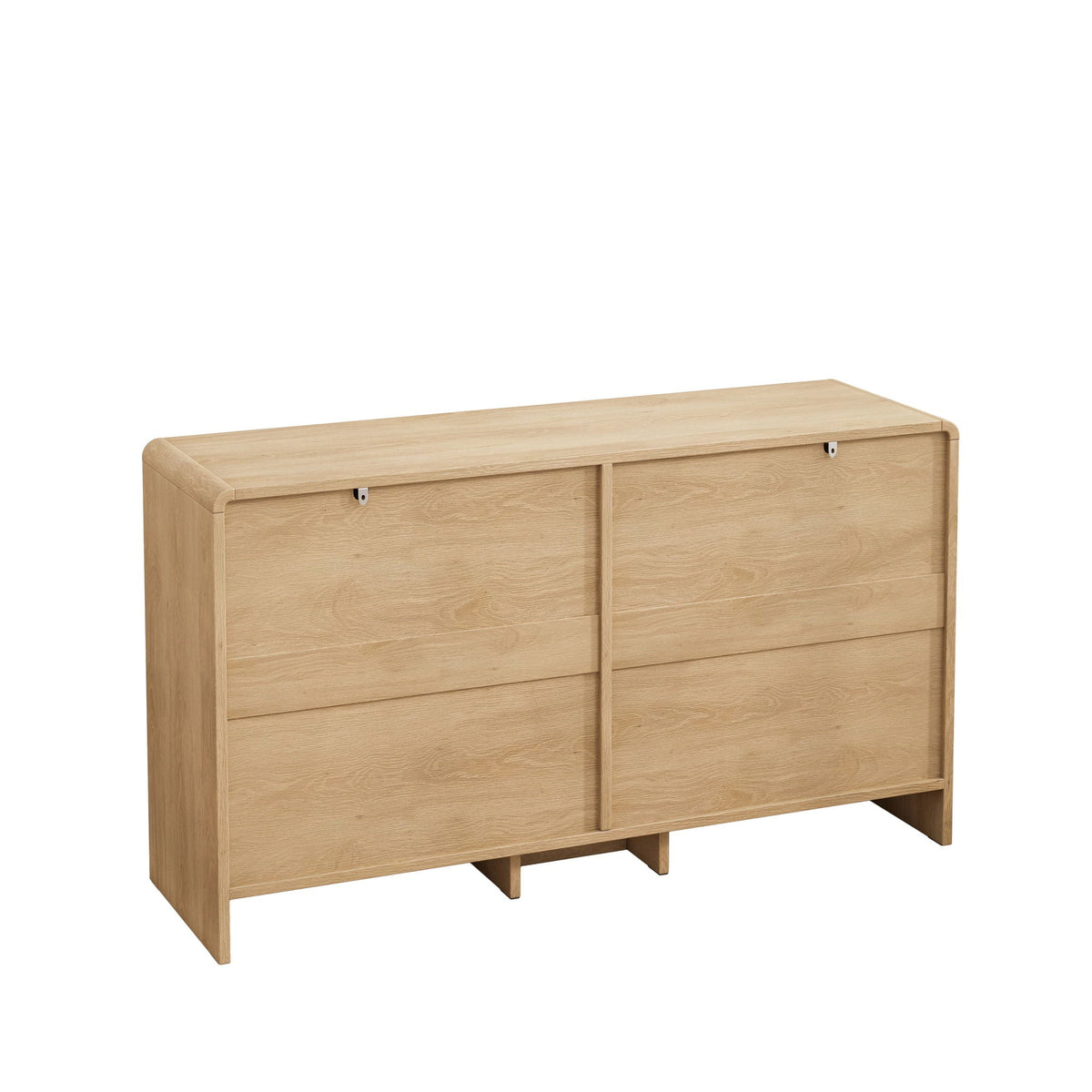 Modern Arc Shaped Rattan Accent Cabinet with 6 Drawers - Light Brown