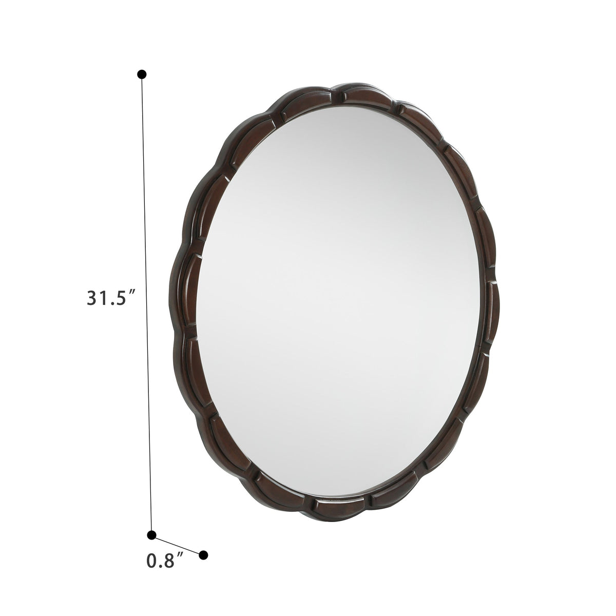 Round Wood Wall Mirror with Solid Wood Frame - 31.5"