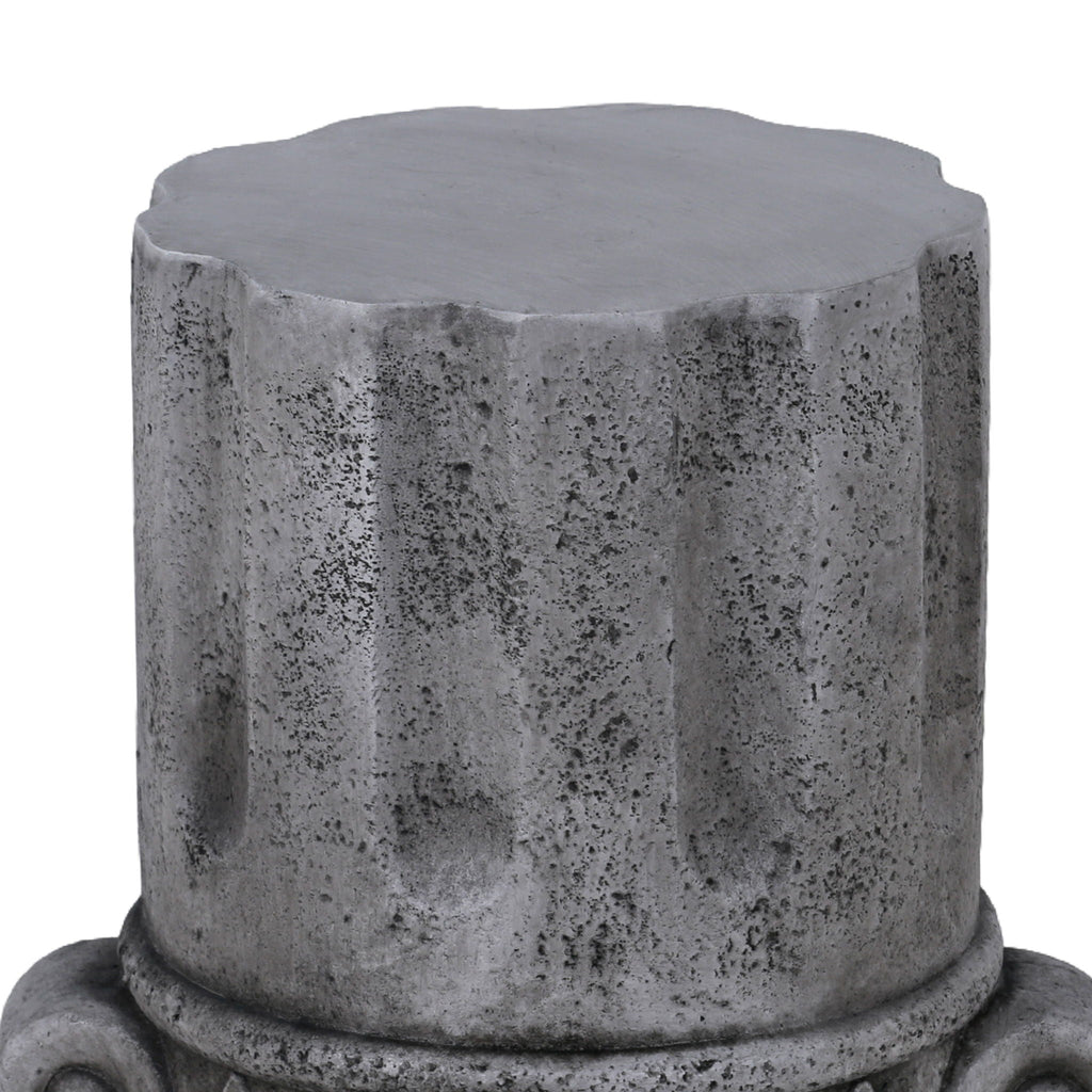 Outdoor End Table, Round Side Table For Patio And Garden - Antique Gray