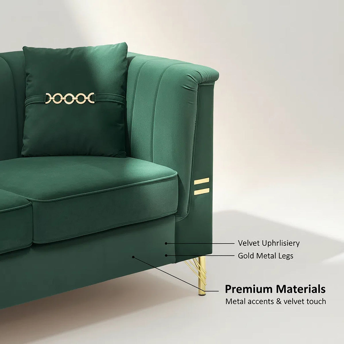 Velvet Sofa with Durable Construction - Gray