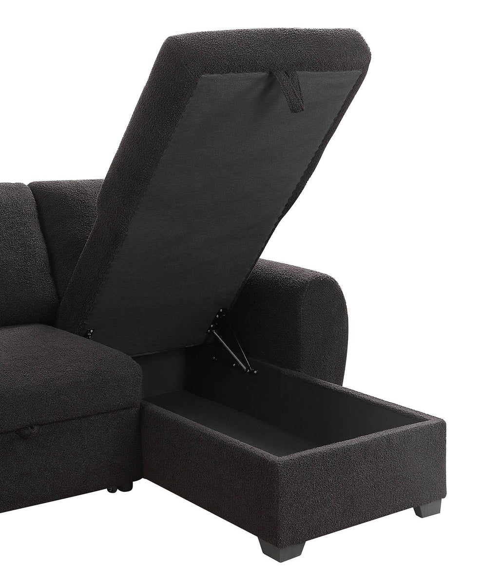 Veronica - Reversible Sleeper Sectional Sofa With Storage Chaise - Black