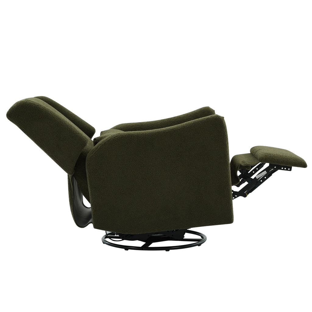Wide Wingback Swivel Glider Rocker Recliner Chair with 360-Degree Swivel - Dark Green or Beige