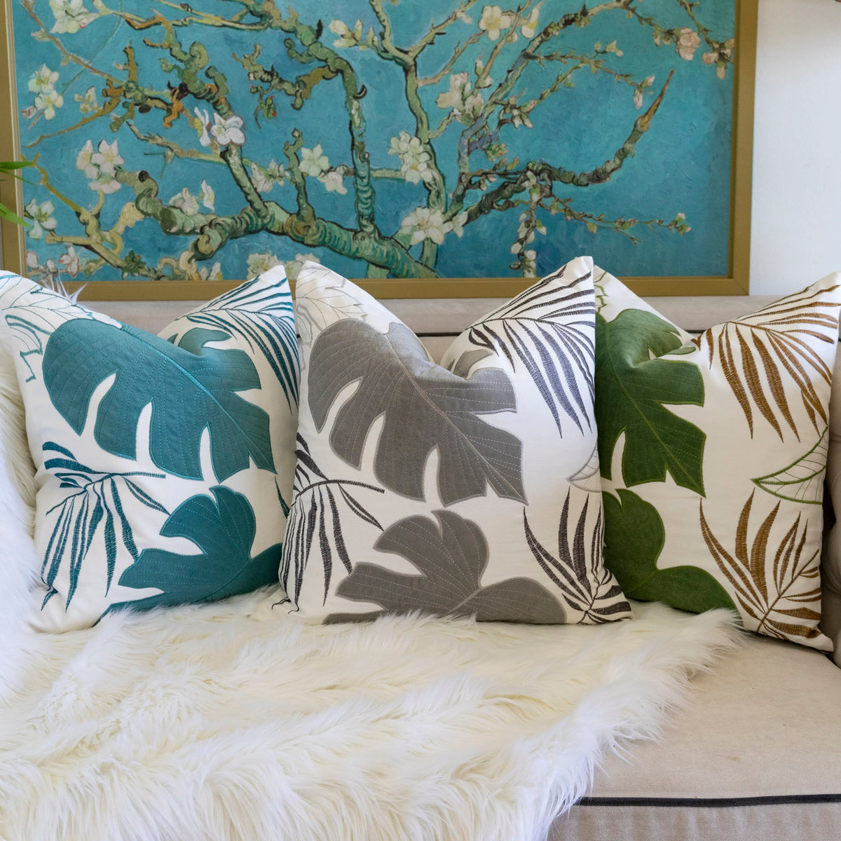Autumn Vibes Leaf Accent Pillow Set with Hidden Zipper - 2 Pack