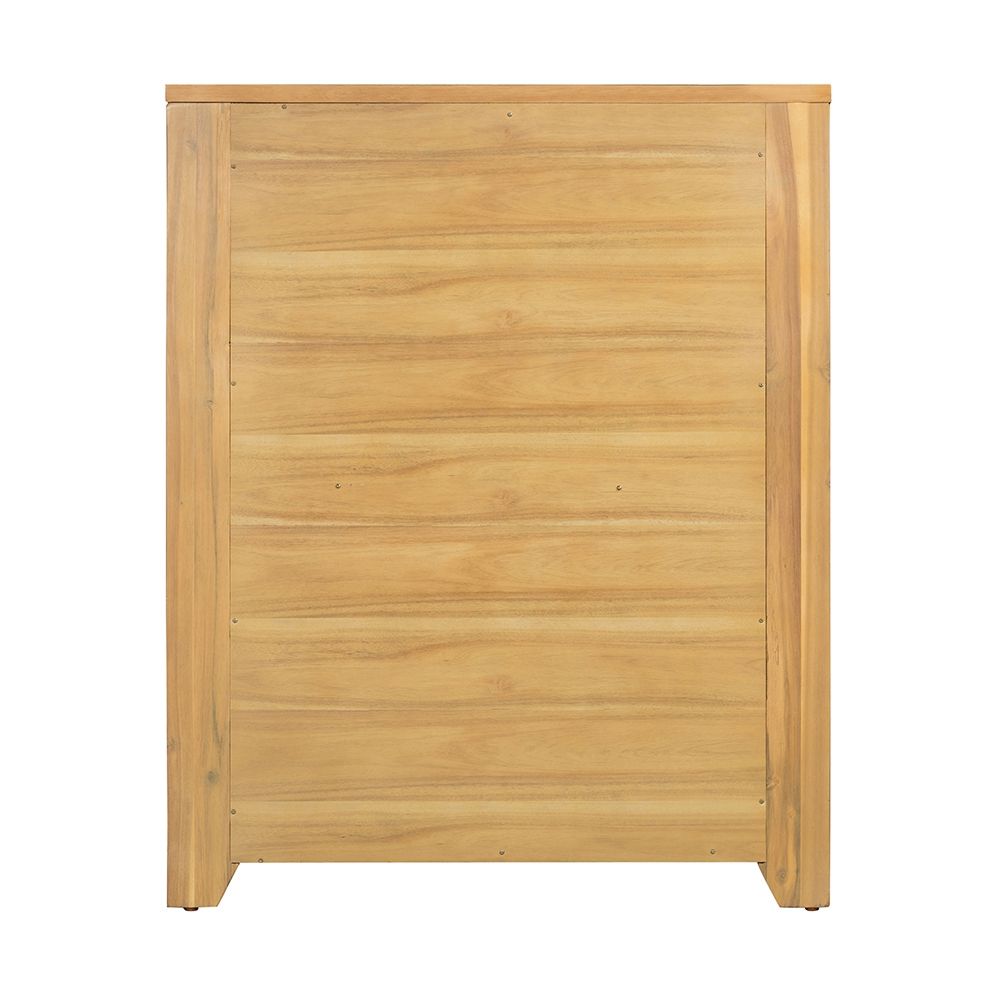 Natural Wood 5 Drawer Dresser with Ample Storage - Brown