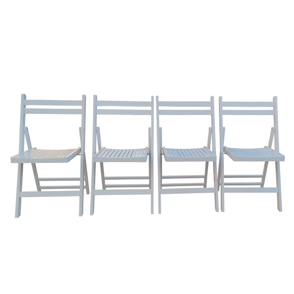 Folding Special Event Chair Set of 4 with Solid Wood Construction - White
