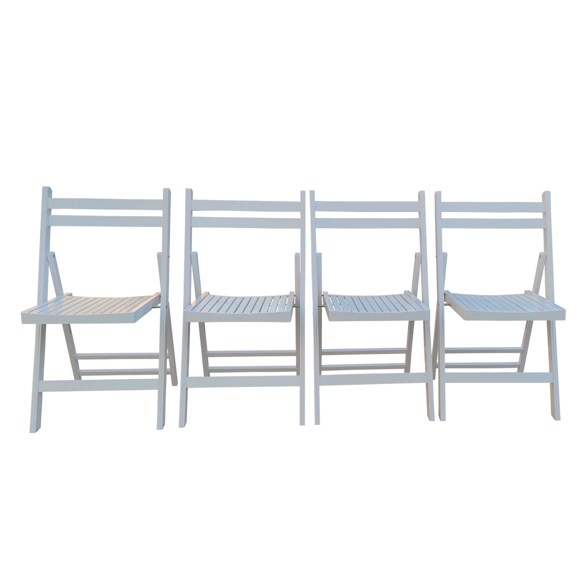 Folding Special Event Chair Set of 4 with Solid Wood Construction - White