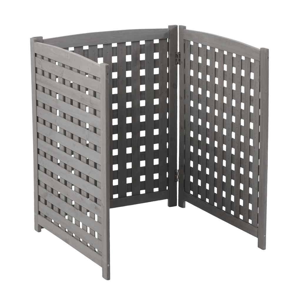 3 Panel Outdoor Air Conditioner Fence Screen with Solid Wood - Light Brown or Dark Gray