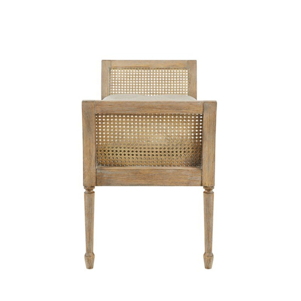 Natural Accent Bench with Arm and Tufted Upholstered Seat