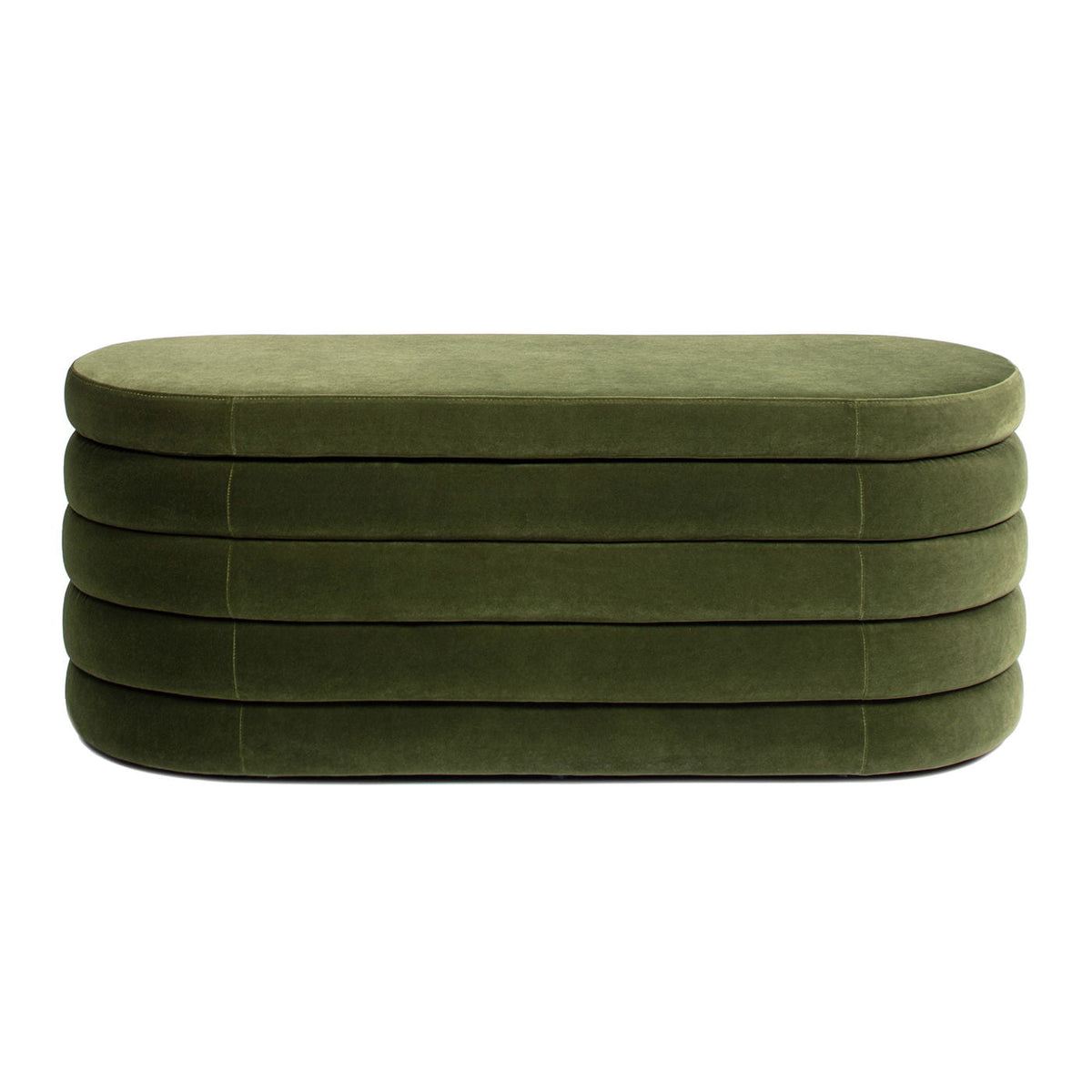 Upholstered Oval Storage Bench with Hidden Storage - Black, White or Dark Green