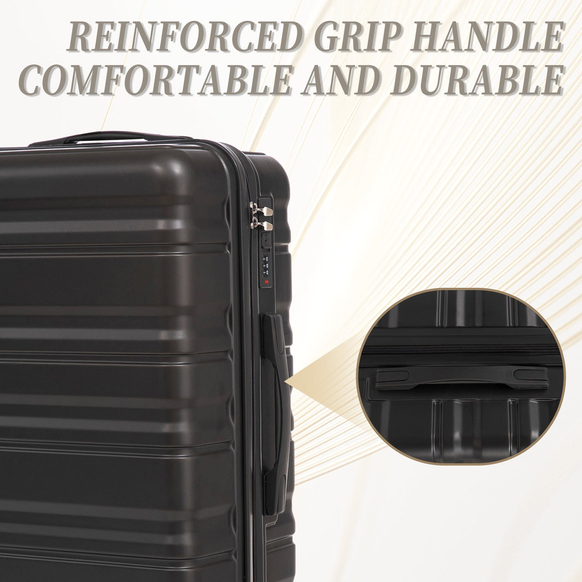 Durable ABS Hard Case Luggage Set with Combination Lock - Dark Gray