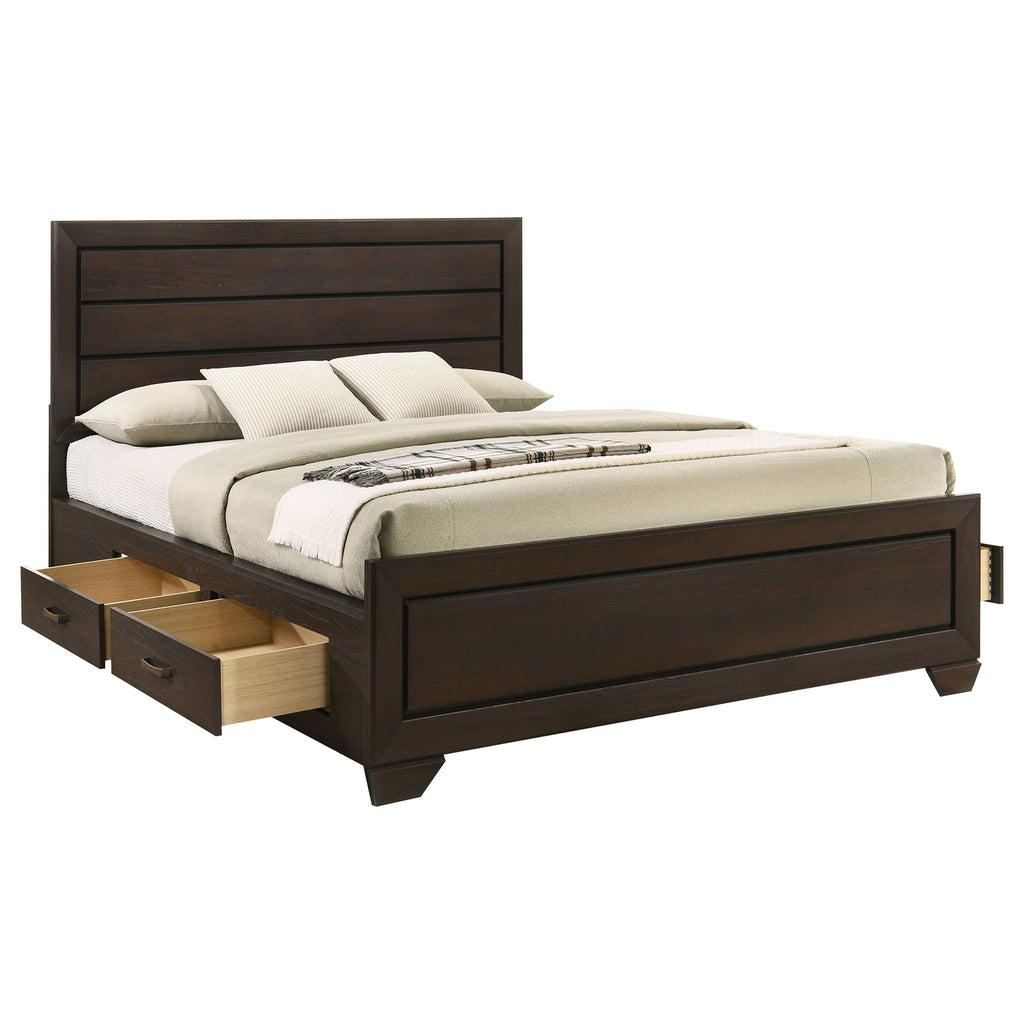 Dark Brown Storage Bed with Side Drawers - Modern Engineered Wood
