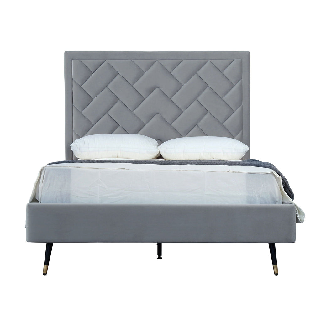 Upholstered Bed with Headboard and Slats - Multiple Colors