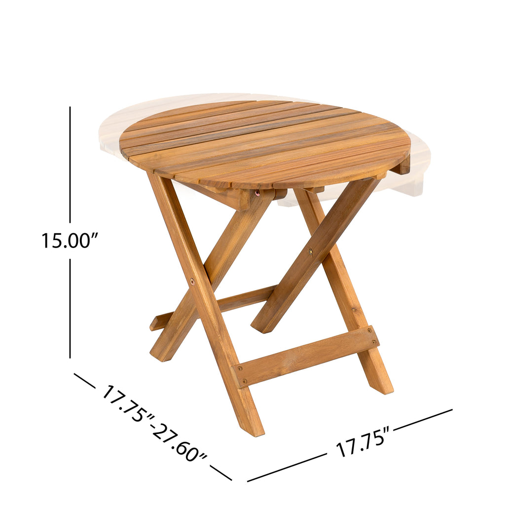 Patio Conversation Set with Cushions and Foldable Side Table - Blue/Teak