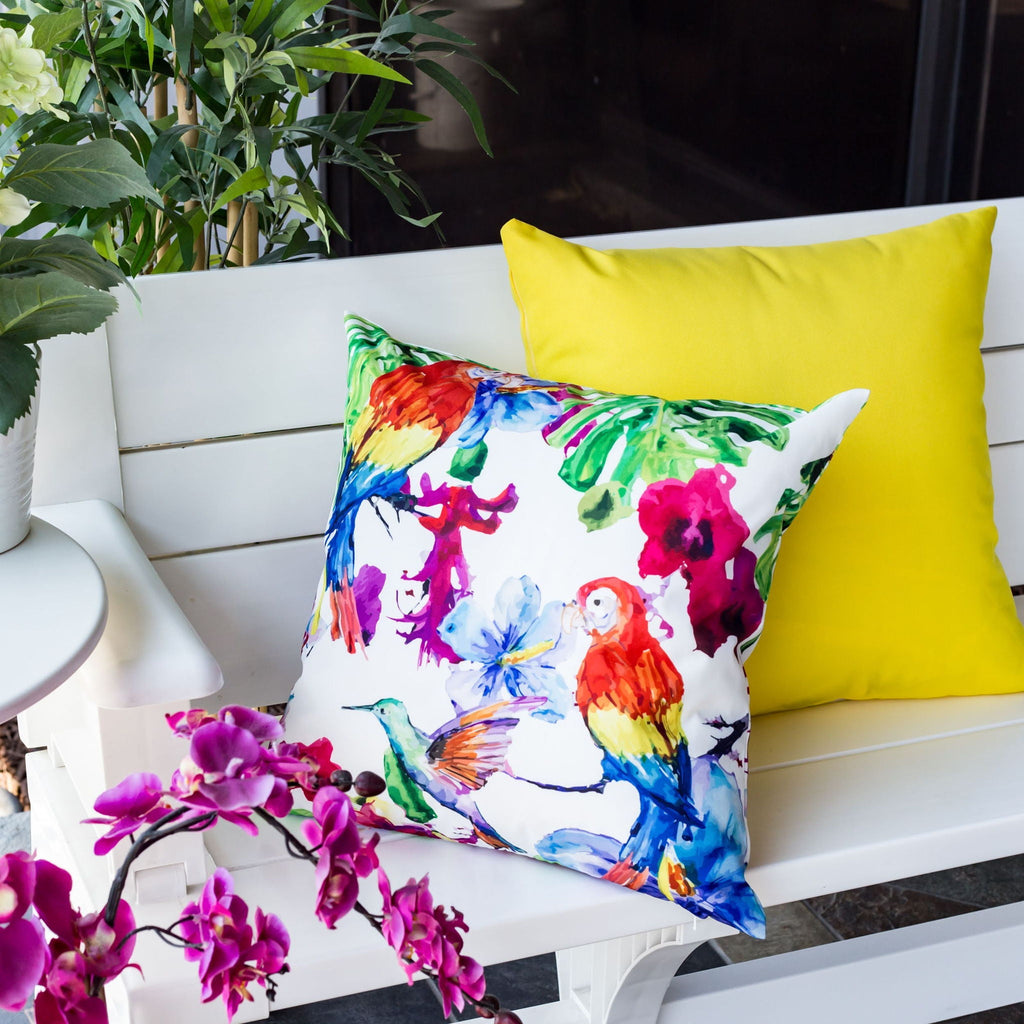Tropical Parrot Accent Pillow with Solarium Fabric - Multicolor