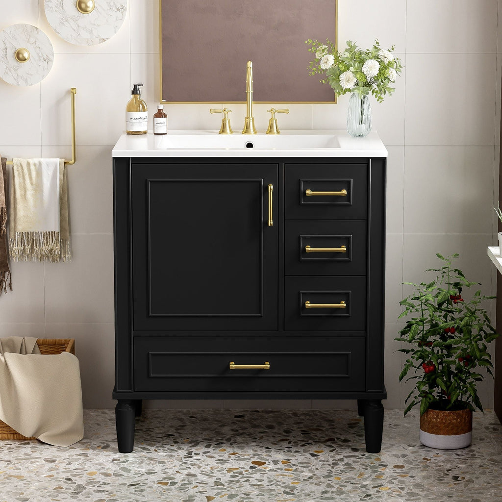 Traditional Bathroom Vanity Set with Soft Close Doors - Multiple Colors