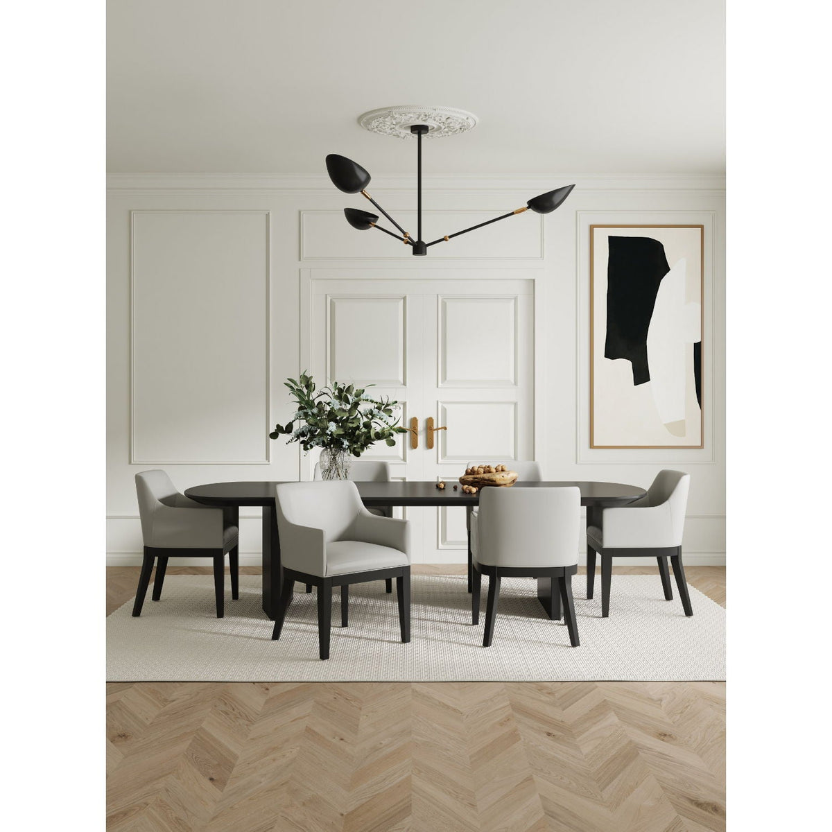 Gansevoort Dining Armchair with Vegan Upholstery - Gray or Dark Gray