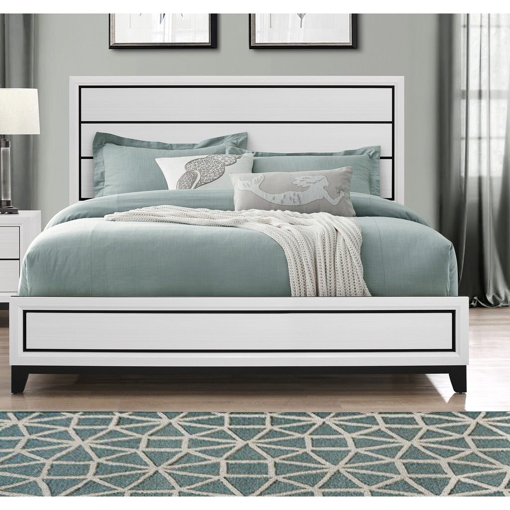 Mirage Panel Bed with Contemporary Headboard - Available in Dark Gray or White