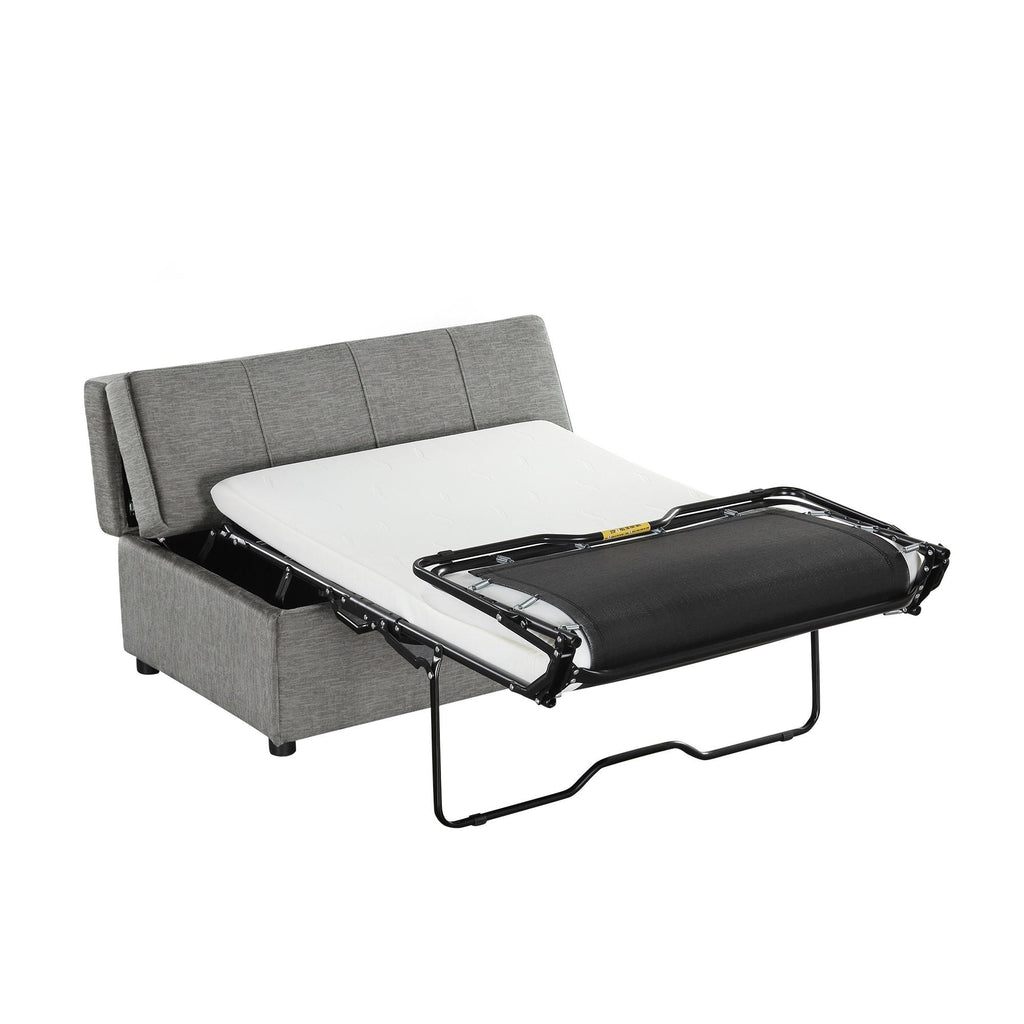 Twin Size Folding Ottoman Sleeper Bed with Mattress - Light Brown, Black, Dark Gray, White