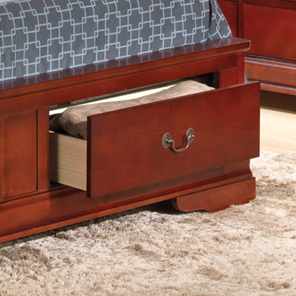 Upholstered Panel Sleigh Storage Bed with Dove Tail Drawers - Multiple Colors
