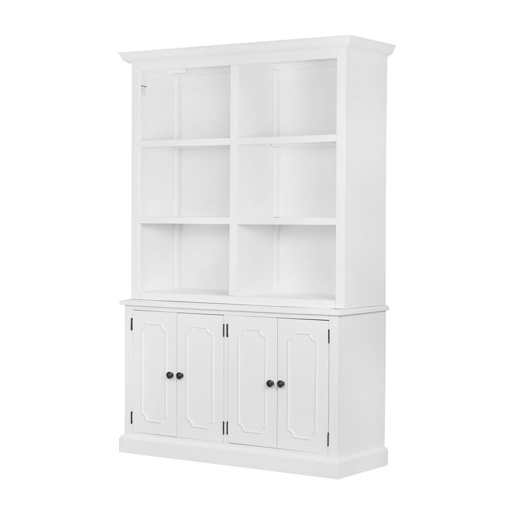 French Country Wood Cabinet Bookcase with Solid Acacia Construction - Light Brown or White