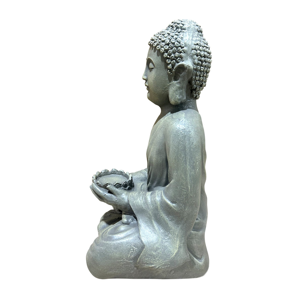 Magnesium Oxide Buddha Statue with Weatherproof Finish - Grey