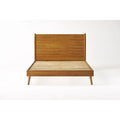 Mid-Century Wood Platform Bed with Heavy-Duty Support - Light Brown