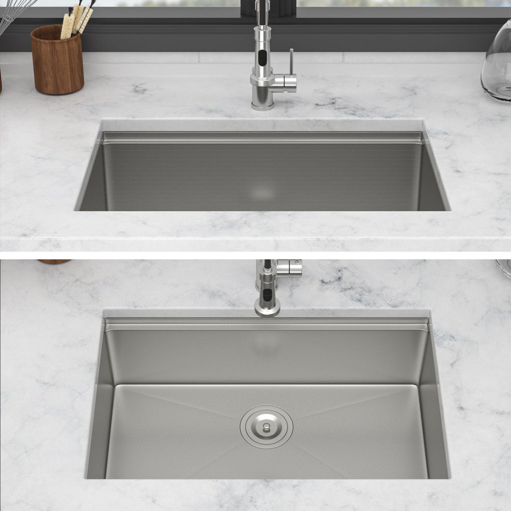 Gray Stainless Steel Undermount Workstation Kitchen Sink with Soundproofing - Single Bowl