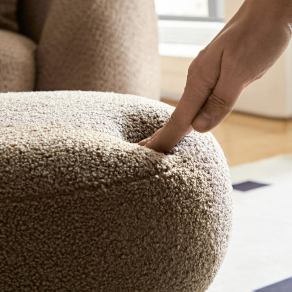 Versatile Mushroom Stool Ottoman with Cushion - Dark Brown, White, Beige