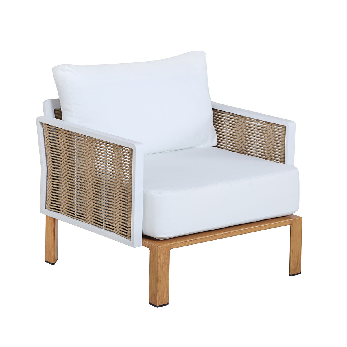 4 Piece Outdoor Conversation Set with Removable Cushions - White