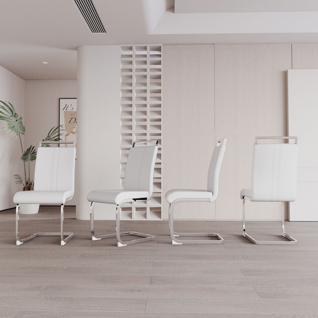 Modern Dining Chairs with Padded Seat and High Back - Black, White, or Dark Gray