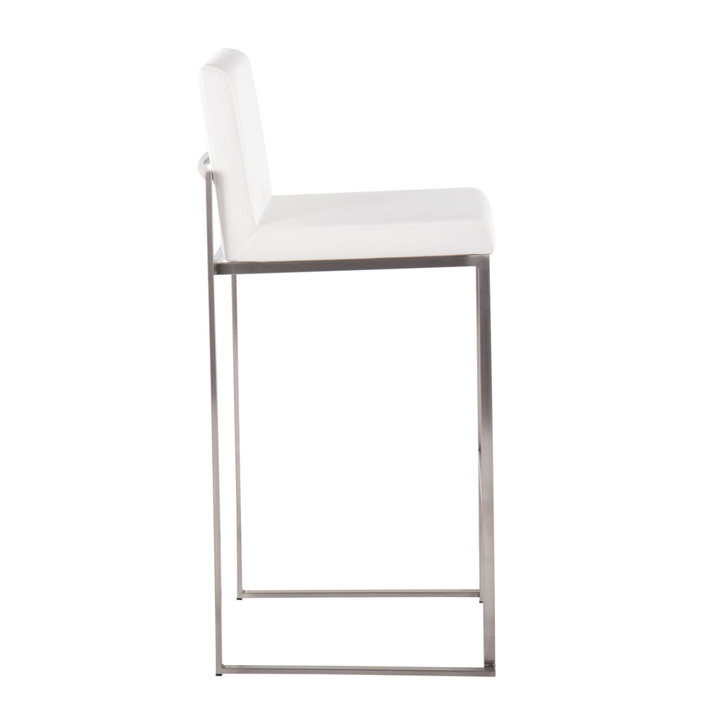 Contemporary High Back Barstool Set with Upholstered Seat – Multiple Colors