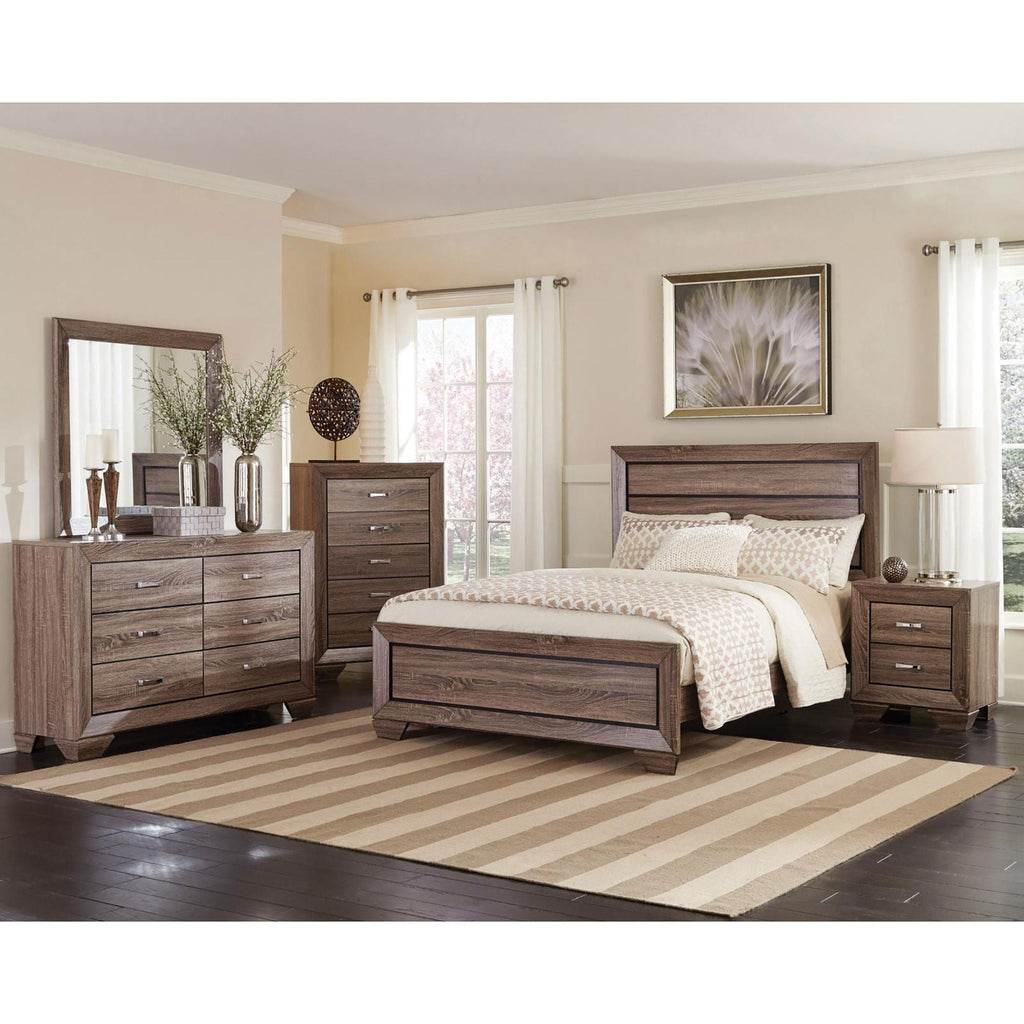 Oatfield Panel Bed with Slatted Design - Dark Brown