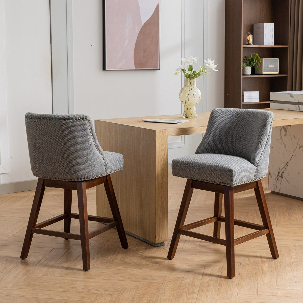 Counter Height Swivel Barstools, Set of 2