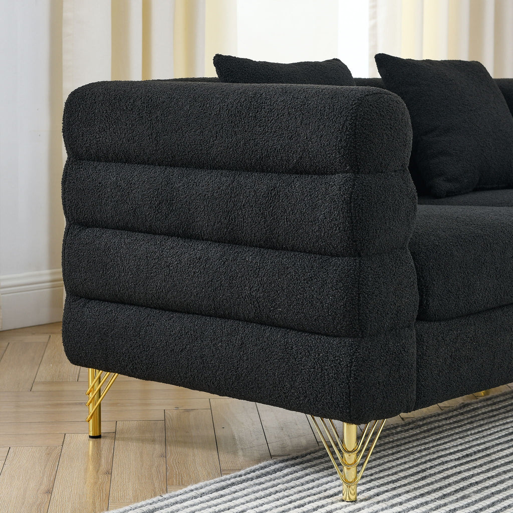 Streamline Sectional Sofa with Art Deco Design - Multiple Colors