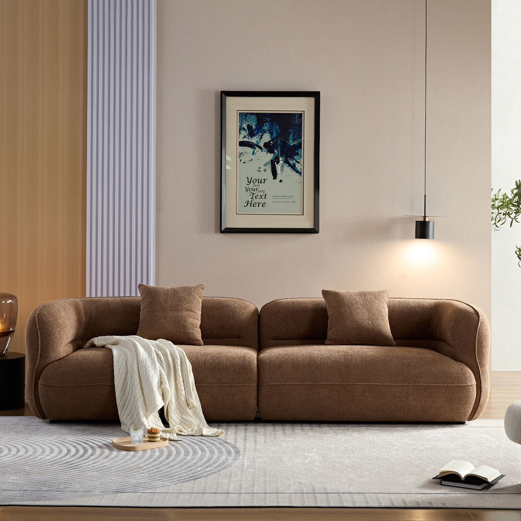 Sectional Sofa with Durable Fabric and Solid Wood Frame - Dark Brown or White