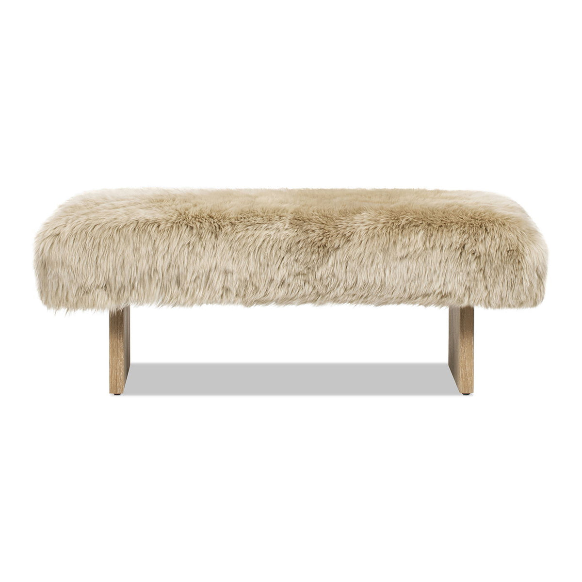 Natural Blonde Sheepskin Fur Rectangular Accent Bench with Plush Upholstery - 49"