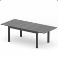 Extendable Outdoor Dining Table with Slatted Top - Gray