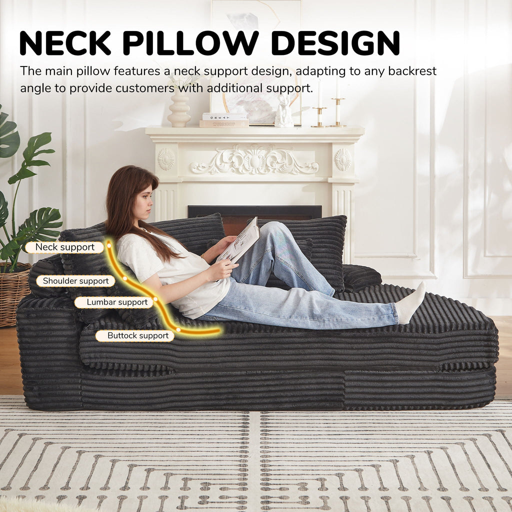 Semi Circular 2 In 1 Sofa Bed with Neck Pillow - Beige, Black, or Dark Green