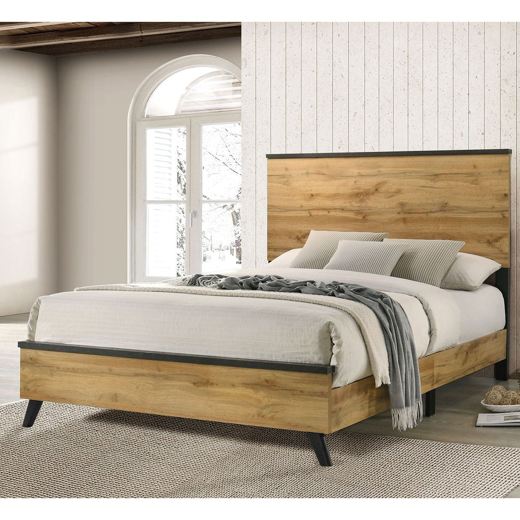 Natural Queen Panel Bed with 3D Paper Veneer - Fraser