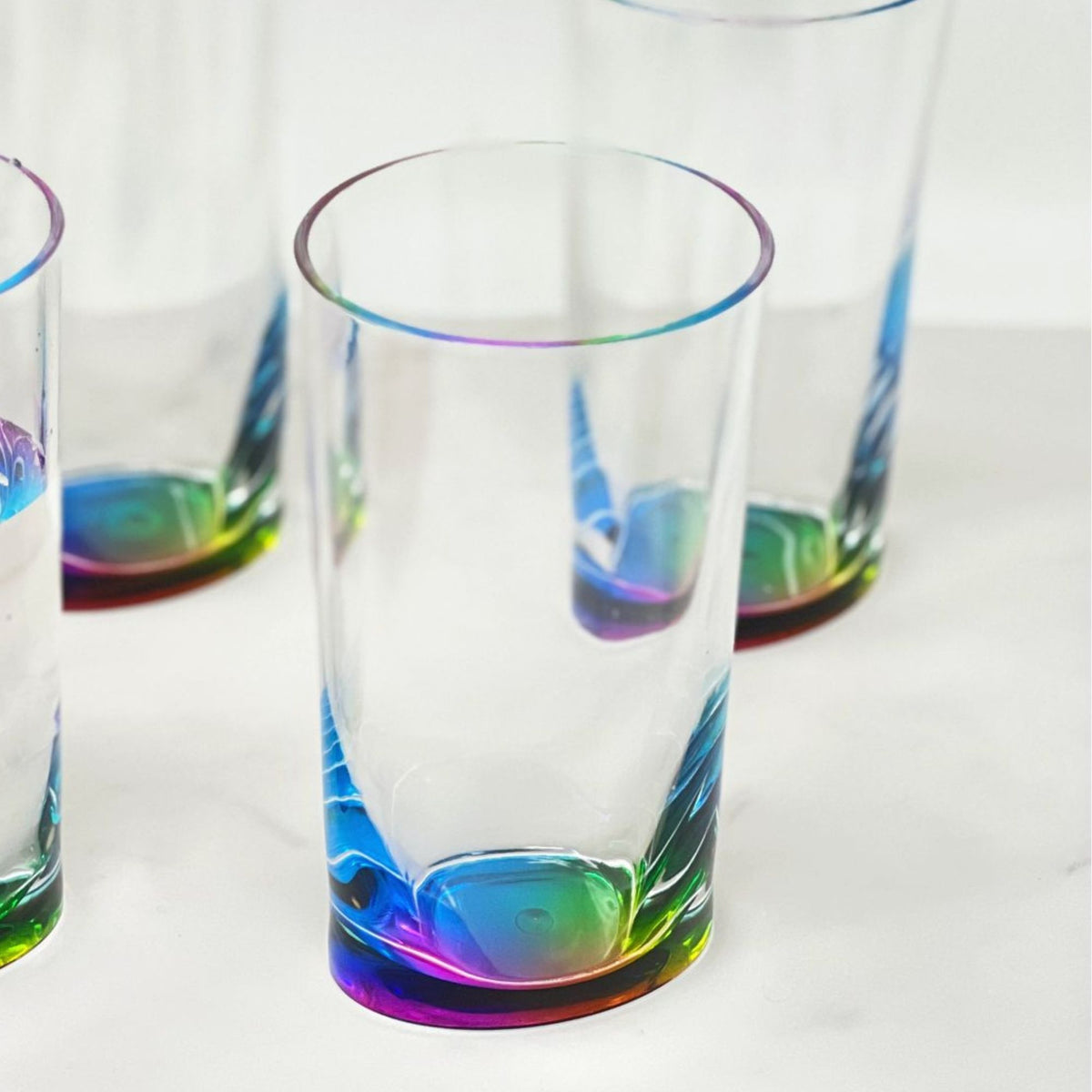 Clear Oval Halo Acrylic Hi Ball Glasses, Set of 4 – BPA-Free, 15oz