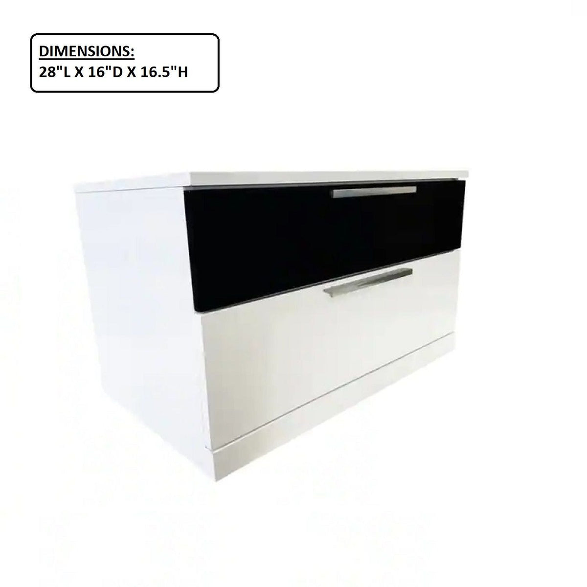 2 Drawer Nightstand, Bedside Table with Ample Storage - White / Black