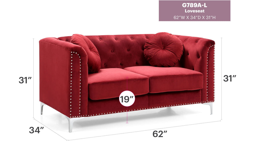 Stylish Sloped Arm Loveseat with MicroSuede Cover - Blue, Dark Gray, Red, Black