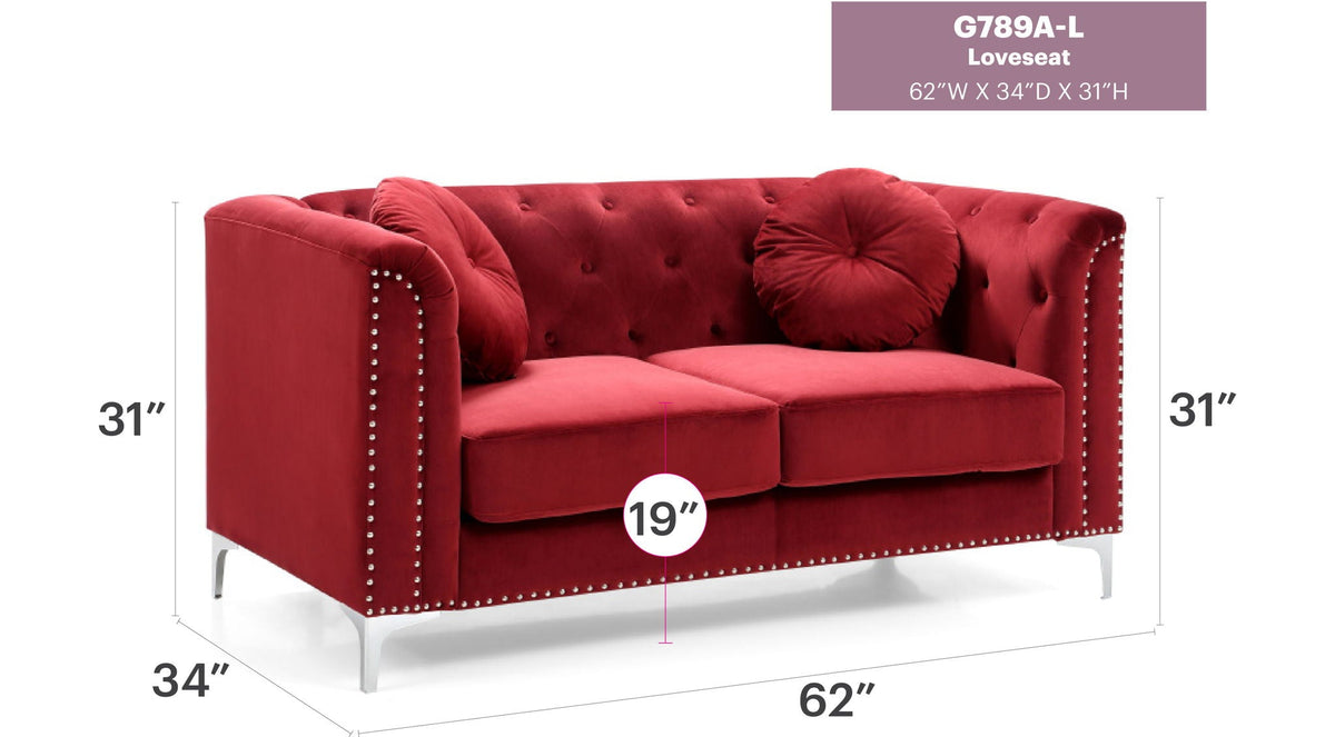 Stylish Sloped Arm Loveseat with MicroSuede Cover - Blue, Dark Gray, Red, Black
