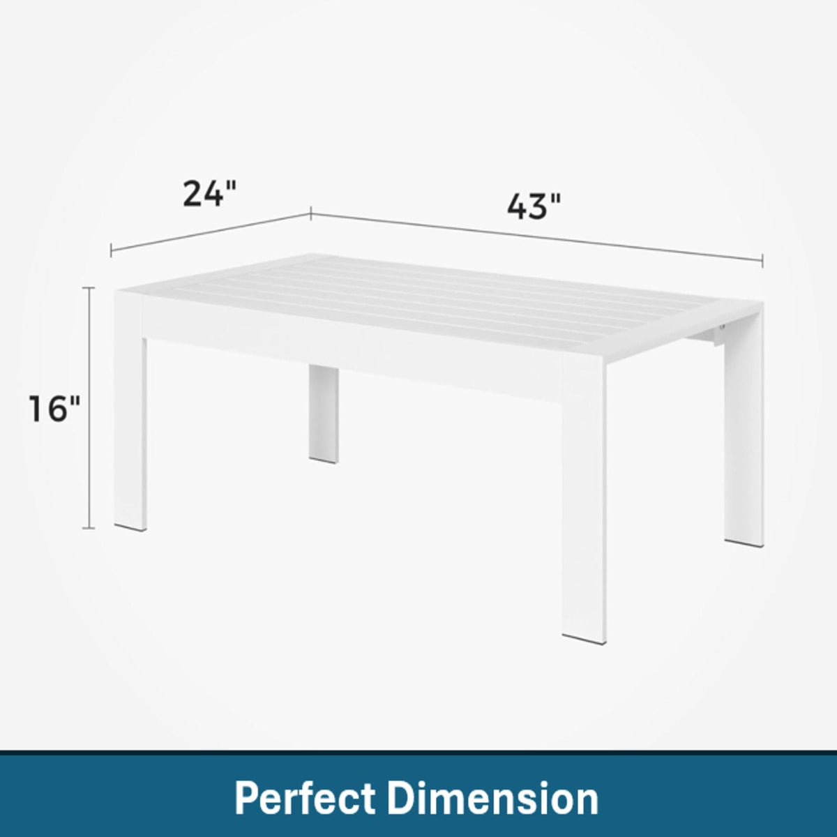 Modern Rectangle Outdoor Coffee Table with Slatted WPC Top - Dark Gray, White, Black