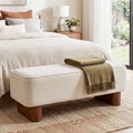 Modern Upholstered Ottoman Bench with Thick Padding - Warm Beige