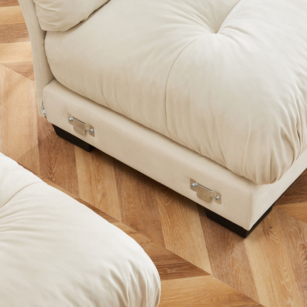 Modern Sofa with Bolstered Armrests and Pillows - Beige or Dark Green