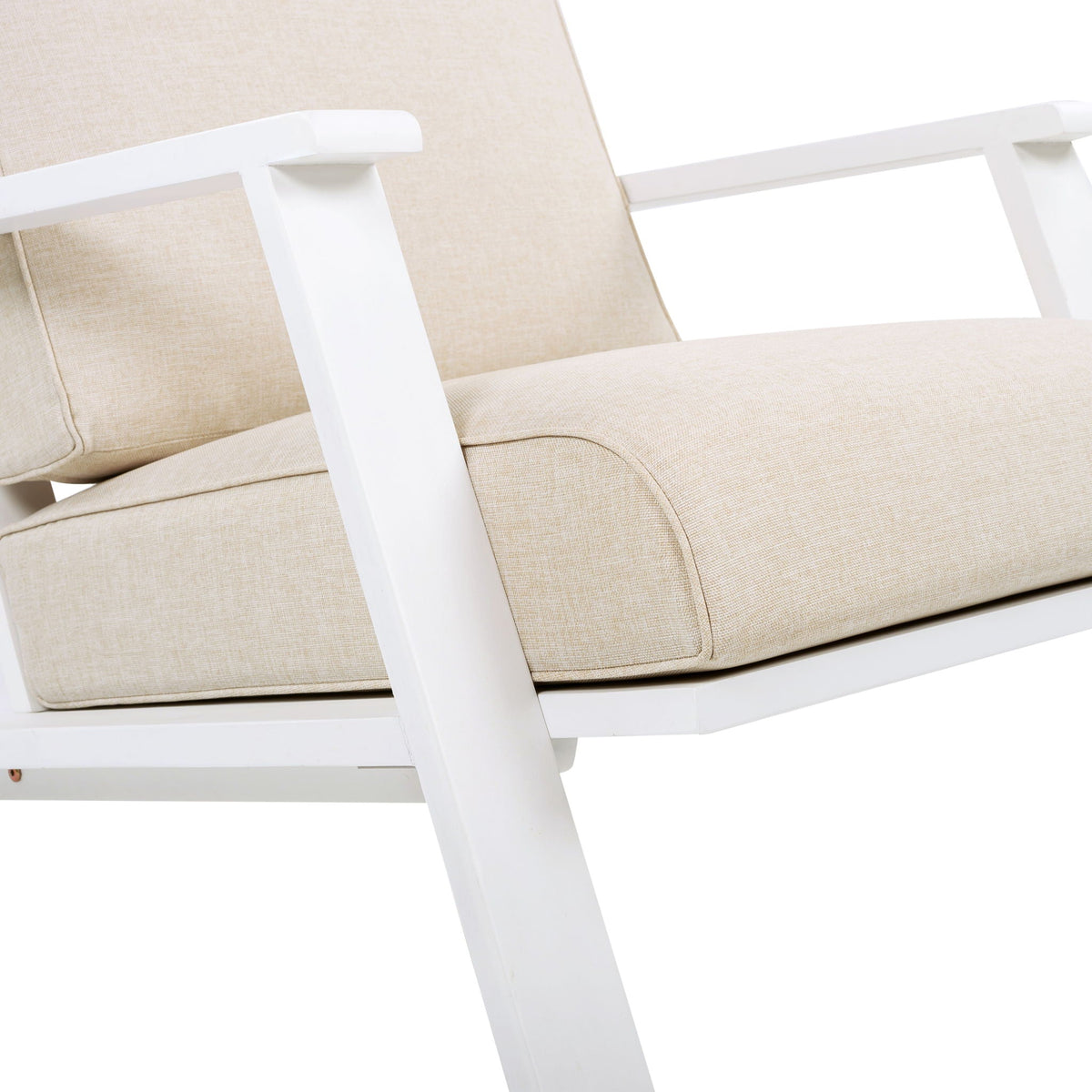 Outdoor Patio Lounge Chair Set of 2 with Cushions - White or Light Brown