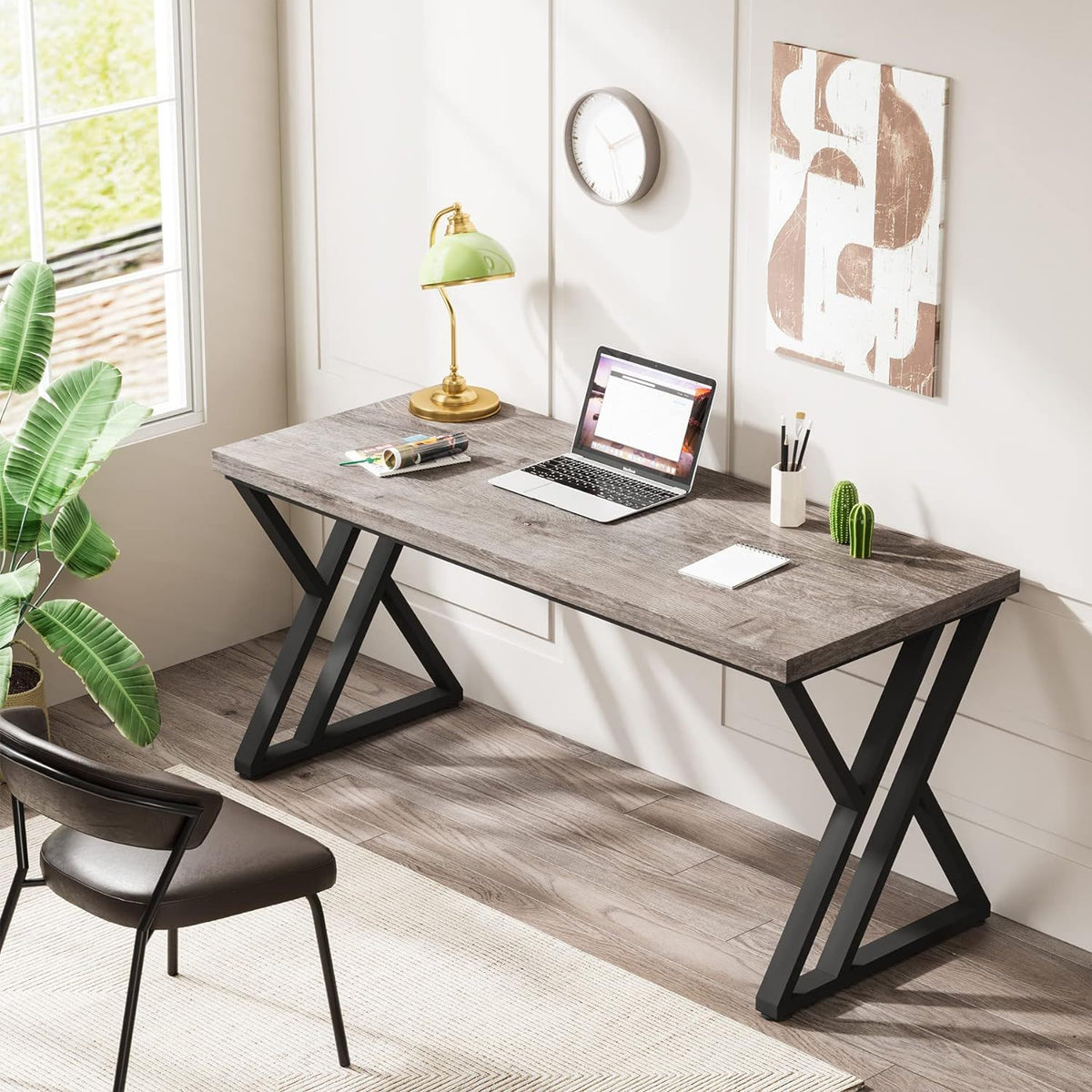 Writing Desk With Z-Shaped Legs - 55" Desktop, Steel Frame