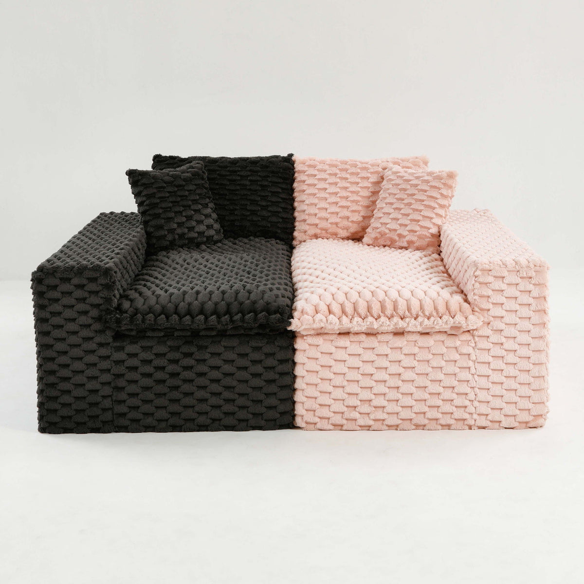 Multifunctional 4-Seater Stationary Sofa with Adjustable Layout - Pink & Black