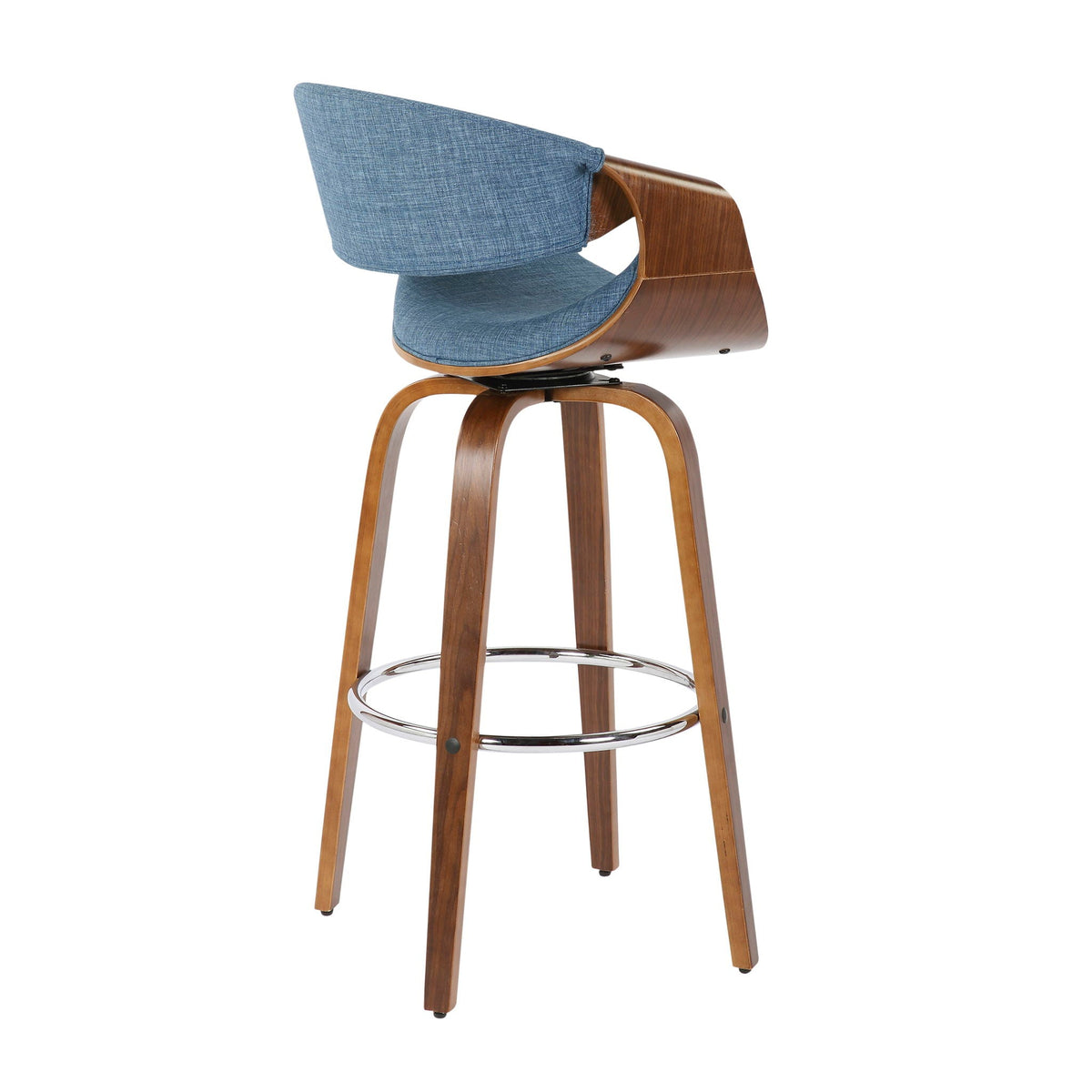 Mid-Century Modern Swivel Barstool Set with Walnut Frame - Multiple Colors